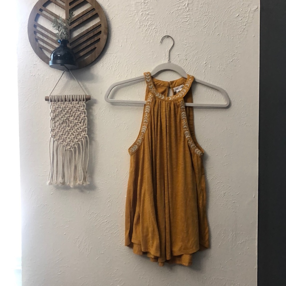 Clover+ Scout Embroidered Mustard yellow top